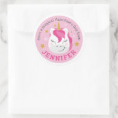 Gepersonaliseerde Happy Valentine's Day Eenhoorn S Ronde Sticker (Tas)