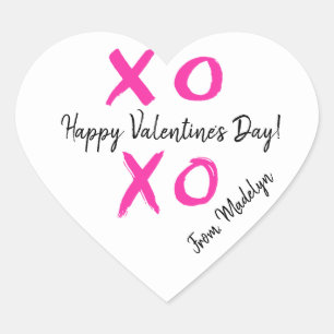 Gepersonaliseerde Happy Valentine's Day XOXO Hart Sticker