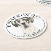 Gepersonaliseerde Harlequin Great Dane Wedding Ronde Kartonnen Onderzetter (Gebogen)