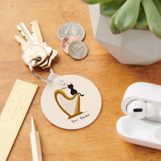 Gepersonaliseerde Harp en Kat Sleutelhanger (Bureau)
