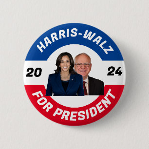 Gepersonaliseerde harris Walz voor president 2024 Ronde Button 5,7 Cm