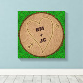 Gepersonaliseerde harsbeende Initialen Houtbomen Canvas Afdruk (Insitu (Houten vloer))