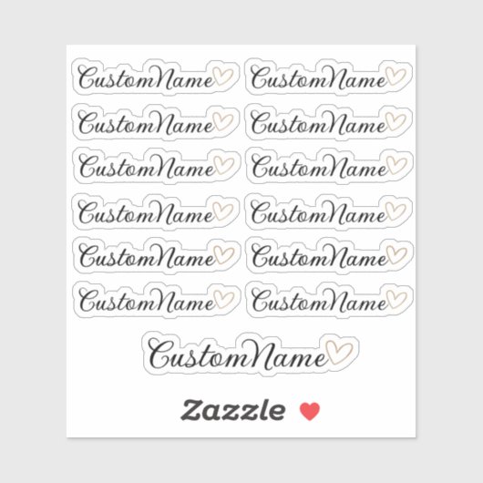 Gepersonaliseerde Hart Gastenlijst – 12 Aangepaste Sticker (Vel)