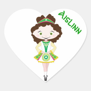 GEPERSONALISEERDE HART Ierse danser dansend bruin Sticker