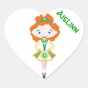 GEPERSONALISEERDE HART Ierse danser dansend rood h Sticker