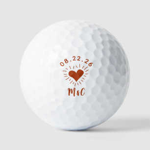 Gepersonaliseerde hart Monogram bruiloft Golfballen