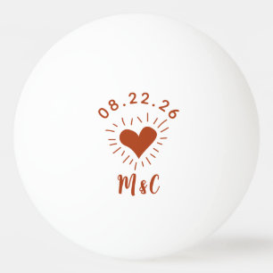 Gepersonaliseerde hart Monogram bruiloft Pingpongballen