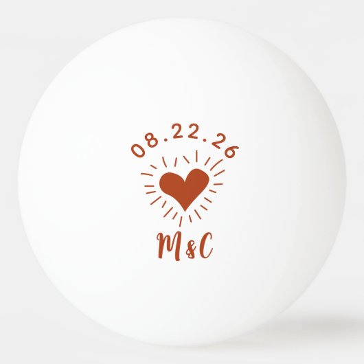 Gepersonaliseerde hart Monogram bruiloft Pingpongballen (Voorkant)