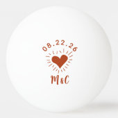 Gepersonaliseerde hart Monogram bruiloft Pingpongballen (Achterkant)