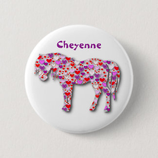 Gepersonaliseerde Hart Paard Roze - Button