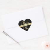 Gepersonaliseerde hart zwart goud bruiloft dank u hart sticker (Envelop)