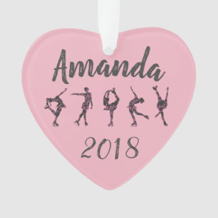 Gepersonaliseerde hartafbeelding Skating Ornament