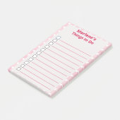 Gepersonaliseerde harten over roze dingen om te do post-it® notes (Schuin)