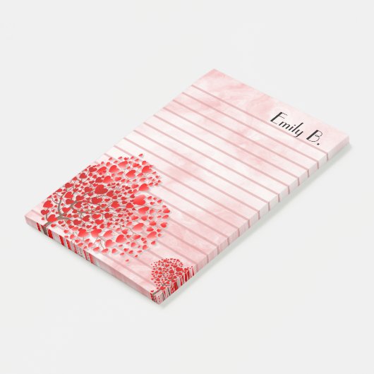 Gepersonaliseerde harten post-it® notes (Schuin)