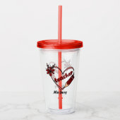Gepersonaliseerde hartleraar Valentijnsdag Acryl Drinkbeker (Voorkant)