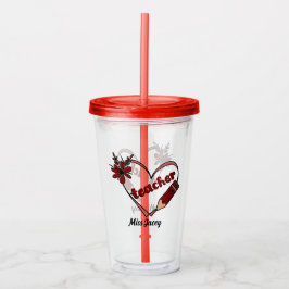 Gepersonaliseerde hartleraar Valentijnsdag Acryl Drinkbeker