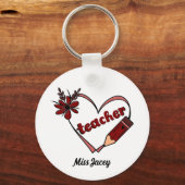 Gepersonaliseerde hartleraar Valentijnsdag Sleutelhanger (Voorkant)