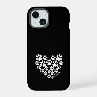 Gepersonaliseerde hartpoot afdrukken iPhone 15 hoesje