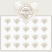 Gepersonaliseerde hartvormige, bruiloft stickers