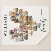 Gepersonaliseerde hartvormige Familie Fotocollage Sherpa Deken (Voorkant (horizontaal))