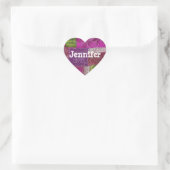 Gepersonaliseerde hartvormige Paarse Quilt Sticker (Tas)