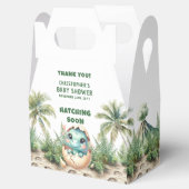 Gepersonaliseerde Hatching Soon Boy Dinosaurus Box Bedankdoosjes (Geopend)