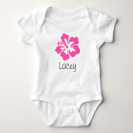 Gepersonaliseerde Hawaiian Flower Hibiscus Pink Romper (Voorkant)