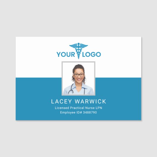 Gepersonaliseerde Health Care Logo Nurse Foto-ID Naamplaatje (Voorkant)