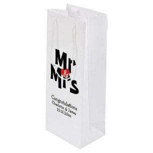 Gepersonaliseerde heer en mevrouw Black Red Bold M Wijn Cadeautas
