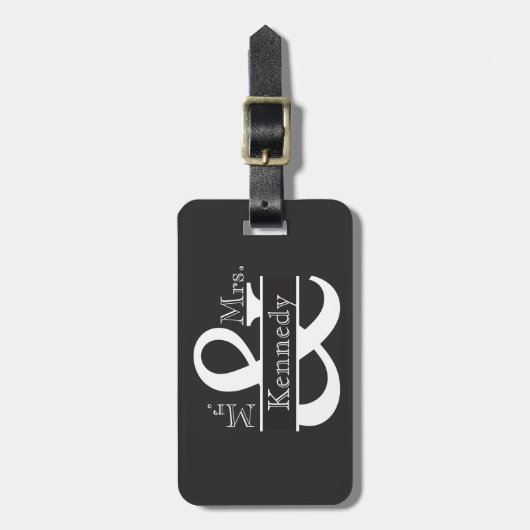 Gepersonaliseerde heer en mevrouw Newly Weds Monog Bagagelabel (Voorkant verticaal)