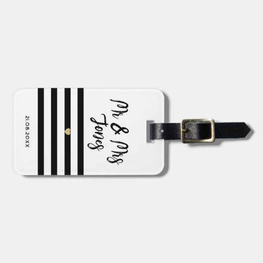 Gepersonaliseerde heer en mevrouw Script Wedding P Bagagelabel (Voorkant horizontaal)