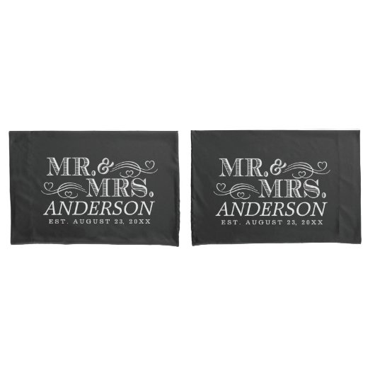 Gepersonaliseerde heer en mevrouw  typografie brui kussensloop (Voorkant-Set)