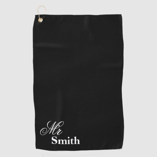 Gepersonaliseerde heer Name Black White Smith Golfhanddoek (Voorkant)