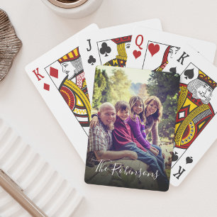 Gepersonaliseerde helder filter familie foto naam pokerkaarten
