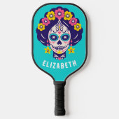 Gepersonaliseerde Heldere Bloemen Suiker Schedel M Pickleball Paddle (Voorkant)