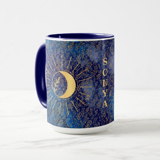 Gepersonaliseerde hemelse zon en maan 15 oz Mok (Voorkant links)