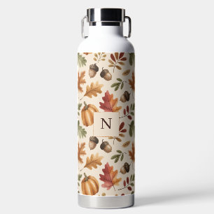 Gepersonaliseerde Herfst aardse Oranje Waterverf b Waterfles