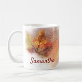 Gepersonaliseerde Herfst Abstract Leaf Mok (Links)