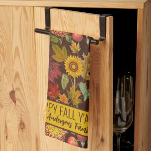 Gepersonaliseerde Herfst Autumn Botanical Theedoek