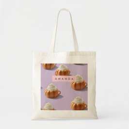 Gepersonaliseerde Herfst Autumn Pumpkin Whipped Cr Tote Bag