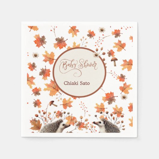Gepersonaliseerde herfst Hedgehog servetten (Voorkant)