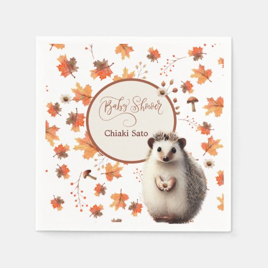 Gepersonaliseerde herfst Hedgehog servetten (Voorkant)