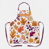 Gepersonaliseerde Herfst - Herfstbladeren & eikels Schort (Voorkant)