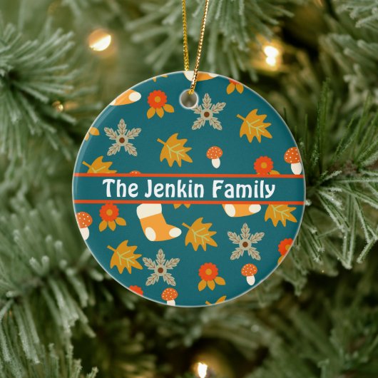 Gepersonaliseerde herfst keramisch ornament (Boom)