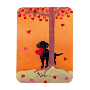 Gepersonaliseerde herfst kleur zwart labrador magneet