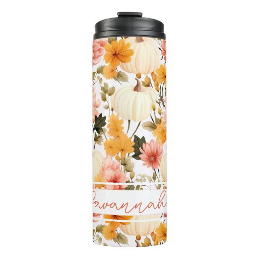 Gepersonaliseerde Herfst Pattern Thermal Tumbler Thermosbeker (Voorkant)