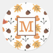 Gepersonaliseerde Herfst Ronde Sticker (Voorkant)