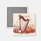 Gepersonaliseerde Herfst thema Harp pompoenmagneet Magneet (Voorkant / Achterkant)