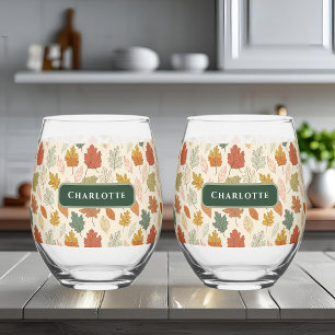 Gepersonaliseerde herfstbladeren - Cosy Autumn Cus Wijnglas Zonder Voet