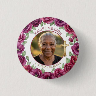 Gepersonaliseerde herinnering Herdenking | Foto Ronde Button 3,2 Cm